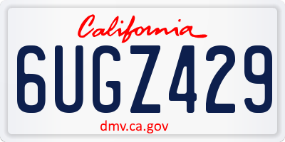 CA license plate 6UGZ429