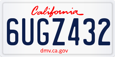CA license plate 6UGZ432