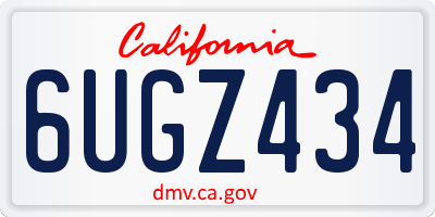 CA license plate 6UGZ434
