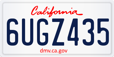 CA license plate 6UGZ435