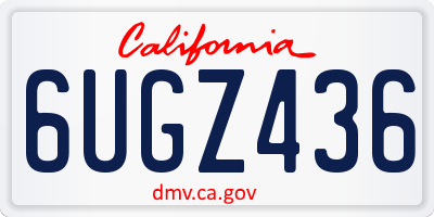 CA license plate 6UGZ436