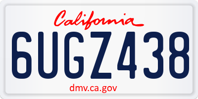 CA license plate 6UGZ438