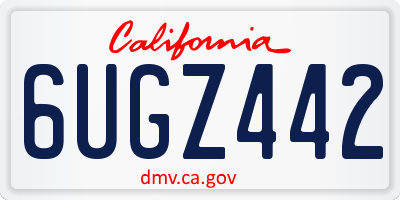 CA license plate 6UGZ442