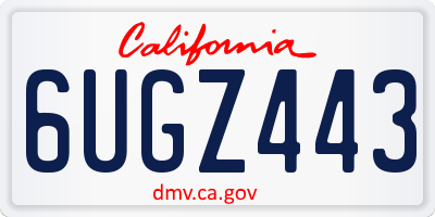CA license plate 6UGZ443
