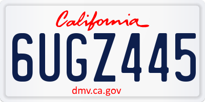 CA license plate 6UGZ445