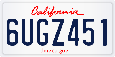CA license plate 6UGZ451