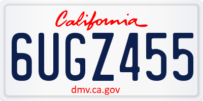 CA license plate 6UGZ455