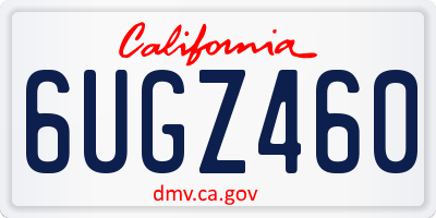 CA license plate 6UGZ460