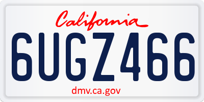 CA license plate 6UGZ466