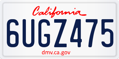 CA license plate 6UGZ475