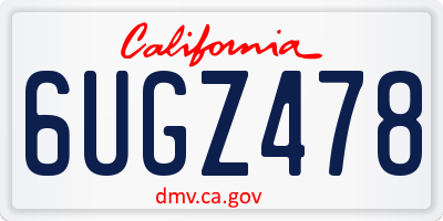 CA license plate 6UGZ478