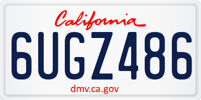 CA license plate 6UGZ486
