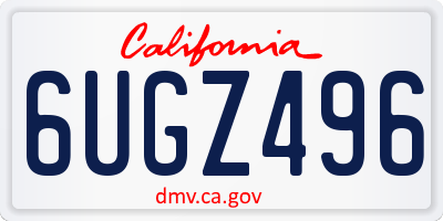 CA license plate 6UGZ496