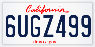 CA license plate 6UGZ499
