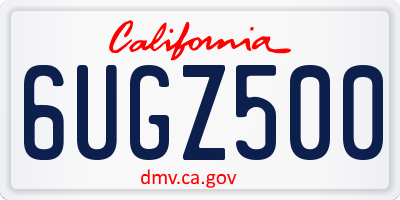 CA license plate 6UGZ500