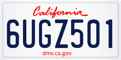 CA license plate 6UGZ501