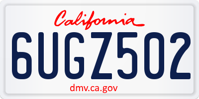 CA license plate 6UGZ502