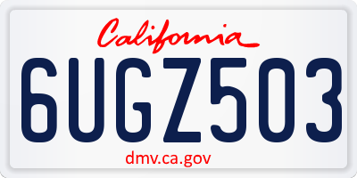 CA license plate 6UGZ503