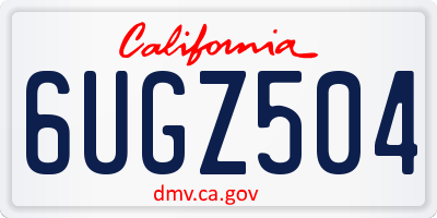 CA license plate 6UGZ504