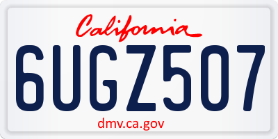 CA license plate 6UGZ507