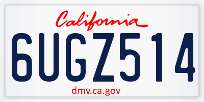 CA license plate 6UGZ514