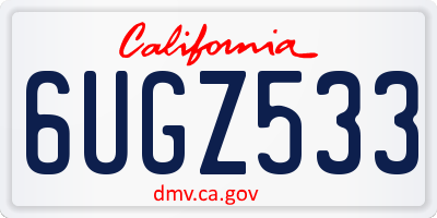 CA license plate 6UGZ533