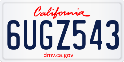 CA license plate 6UGZ543