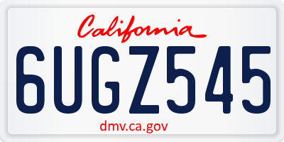 CA license plate 6UGZ545