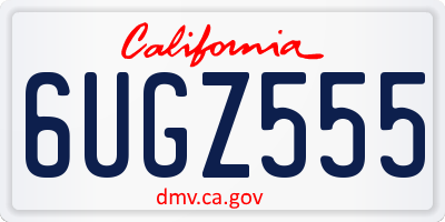 CA license plate 6UGZ555
