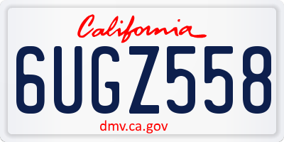 CA license plate 6UGZ558