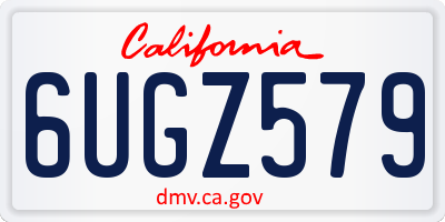 CA license plate 6UGZ579