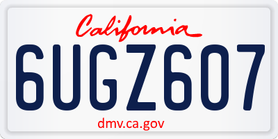 CA license plate 6UGZ607