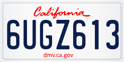 CA license plate 6UGZ613