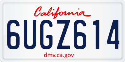 CA license plate 6UGZ614
