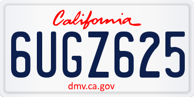 CA license plate 6UGZ625