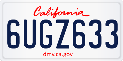 CA license plate 6UGZ633