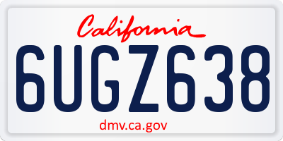 CA license plate 6UGZ638