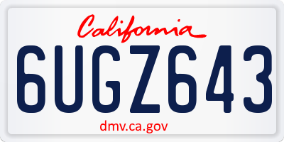 CA license plate 6UGZ643