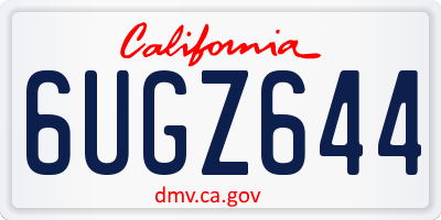 CA license plate 6UGZ644
