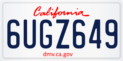 CA license plate 6UGZ649