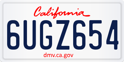 CA license plate 6UGZ654