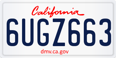 CA license plate 6UGZ663