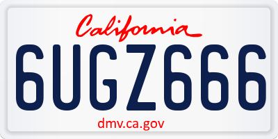 CA license plate 6UGZ666