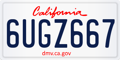 CA license plate 6UGZ667