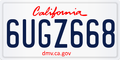 CA license plate 6UGZ668