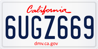CA license plate 6UGZ669