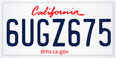 CA license plate 6UGZ675
