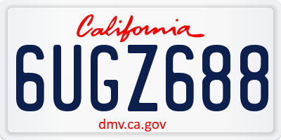CA license plate 6UGZ688