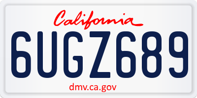 CA license plate 6UGZ689