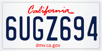 CA license plate 6UGZ694